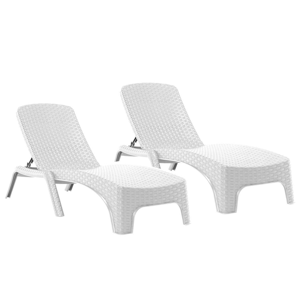 Rainbow Outdoor Roma Set of 2 Chaise Lounger-White RBO-ROMA-WHT-2CL - main